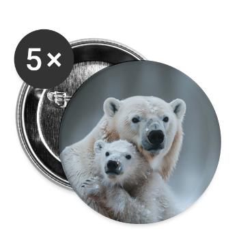 Polar bear mother with child - Buttons large 2.2''/56 mm (5-pack) - white - Front