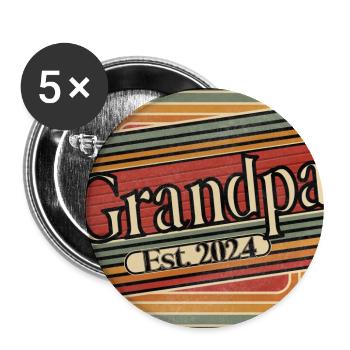 Opa Est. 2024 – Retro Geschenk für Großväter - Buttons groß 56 mm (5er Pack) - Weiß - Vorne
