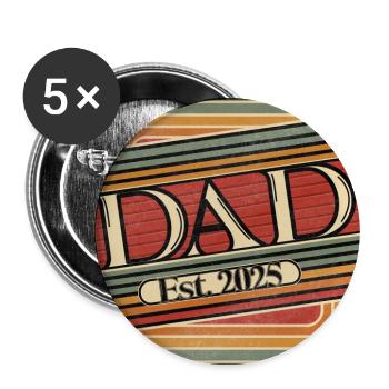 Dad Est. 2025 – Retro Geschenk für frische Väter - Buttons groß 56 mm (5er Pack) - Weiß - Vorne