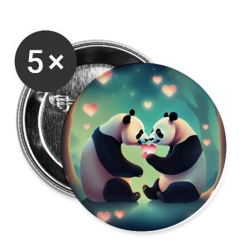 Pandas amoureux - Lot de 5 grands badges (56 mm) - blanc - Devant
