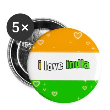 i love india - Buttons large 2.2''/56 mm (5-pack) - white - Front