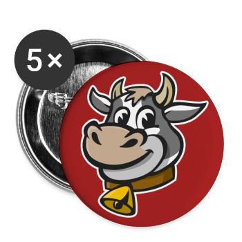 Fröhliche Illustration eines Kuhkopfes. - Buttons groß 56 mm (5er Pack) - Weiß - Vorne