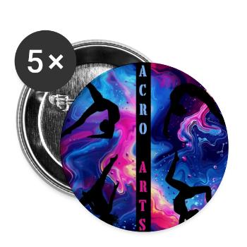 Acro Arts Black on Neon - Buttons large 2.2''/56 mm (5-pack) - white - Front