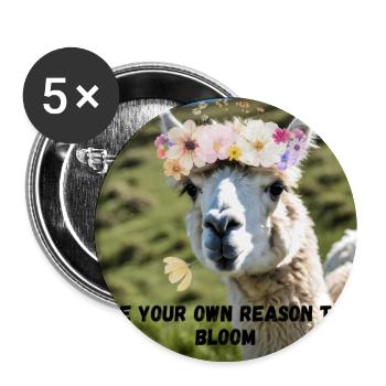 Alpaka - be your own reason to bloom - Buttons groß 56 mm (5er Pack) - Weiß - Vorne