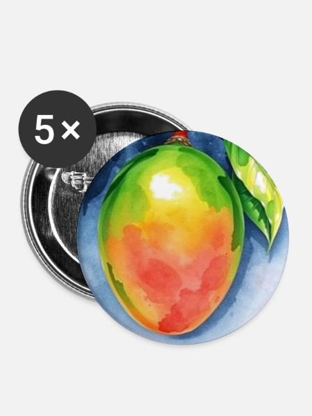 Mango Aquarell - Buttons groß 56 mm (5er Pack) - Weiß