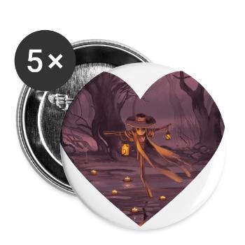 Heart-shaped Scarecrow - Buttons large 2.2''/56 mm (5-pack) - white - Front