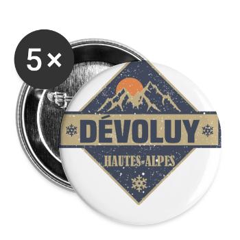 Devoluy Haute-Alpes - Buttons large 2.2''/56 mm (5-pack) - white - Front