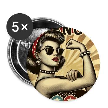 Strength Strong Cool Woman Rockabilly Gift - Buttons large 2.2''/56 mm (5-pack) - white - Front