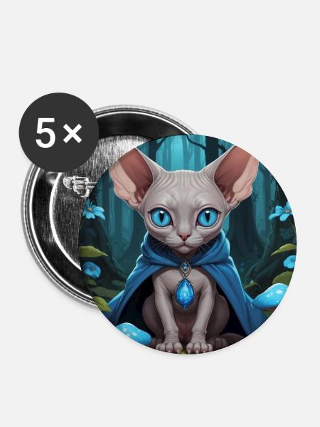 Goblin Sphynx - Buttons groß 56 mm (5er Pack) - Weiß