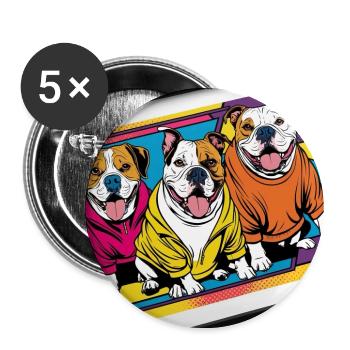 Drôles de chiens - Lot de 5 grands badges (56 mm) - blanc - Devant