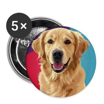 Dog - Golden Retriever - Buttons groß 56 mm (5er Pack) - Weiß - Vorne