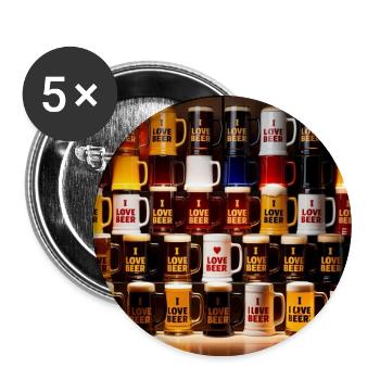 I Love Beer Beer Mug Pattern - Buttons large 2.2''/56 mm (5-pack) - white - Front