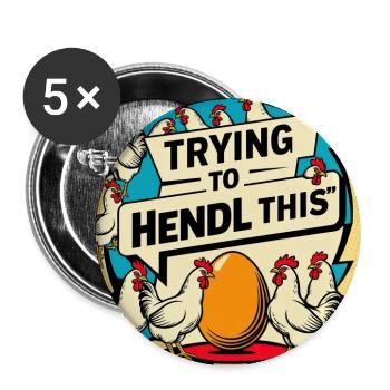 Chicken joy – trying to keep it up - Buttons large 2.2''/56 mm (5-pack) - white - Front