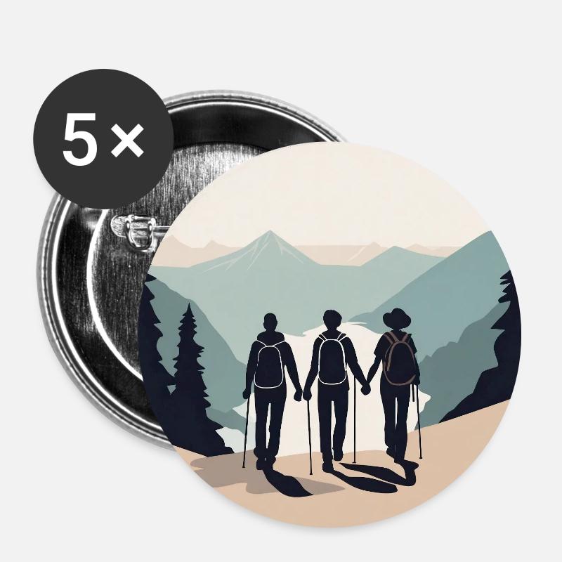 Mountains and friends forever - Buttons large 2.2''/56 mm (5-pack) - white