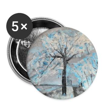 Winterlicher Baum in Aquarellstil - Buttons groß 56 mm (5er Pack) - Weiß - Vorne