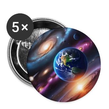 Système solaire / Solar System - Lot de 5 grands badges (56 mm) - blanc - Devant