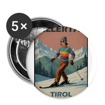 Zillertal Skiing Alps - Buttons large 2.2''/56 mm (5-pack) - white - Front