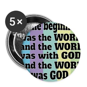God is The Word - Buttons large 2.2''/56 mm (5-pack) - white - Front