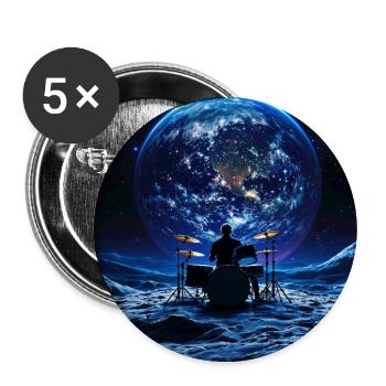 Batteur sur la Lune devant la Terre dans l’espace - Lot de 5 grands badges (56 mm) - blanc - Devant