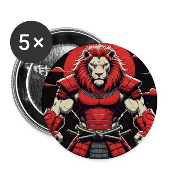 Samurai Lion Warrior - Buttons large 2.2''/56 mm (5-pack) - white - Front