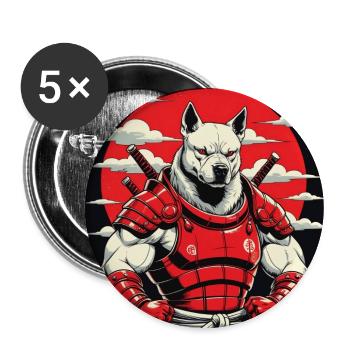 Samurai Dog Guardian - Buttons large 2.2''/56 mm (5-pack) - white - Front