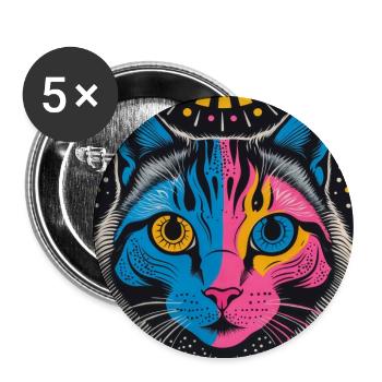 Electric Cat - Buttons large 2.2''/56 mm (5-pack) - white - Front