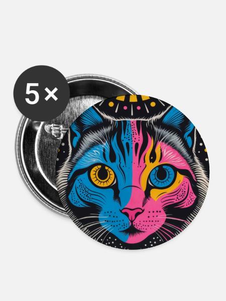 Elektrische Katze - Buttons groß 56 mm (5er Pack) - Weiß