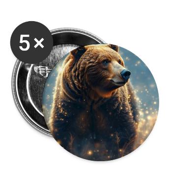 Power Animal Brown Bear - Buttons large 2.2''/56 mm (5-pack) - white - Front