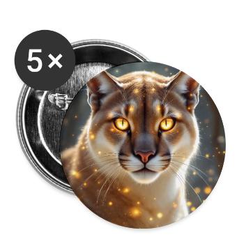 Power Animal Cougar - Buttons large 2.2''/56 mm (5-pack) - white - Front