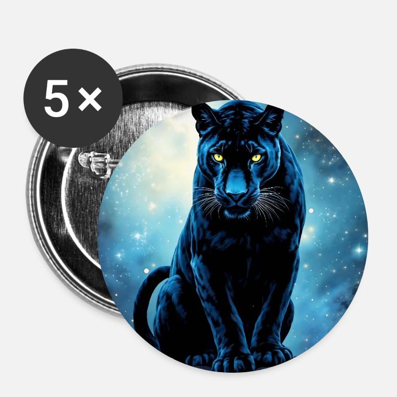 Power Animal Dark Panther - Buttons large 2.2''/56 mm (5-pack) - white