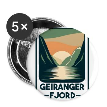 Geiranger Fjord - Buttons large 2.2''/56 mm (5-pack) - white - Front