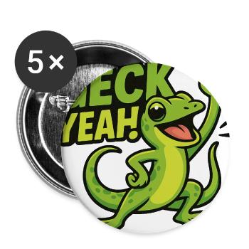 Geck Yeah Gecko Shirt - Buttons groß 56 mm (5er Pack) - Weiß - Vorne