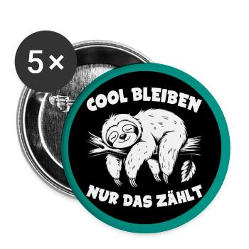 Cool bleiben immer mit der Ruhe lustiges Faultier - Buttons groß 56 mm (5er Pack) - Weiß - Vorne