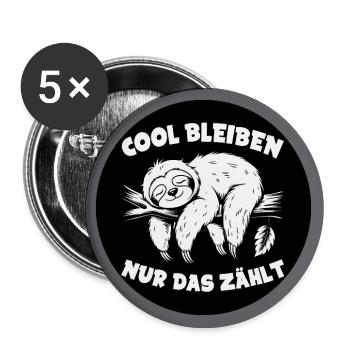 Cool bleiben immer mit der Ruhe lustiges Faultier - Buttons groß 56 mm (5er Pack) - Weiß - Vorne