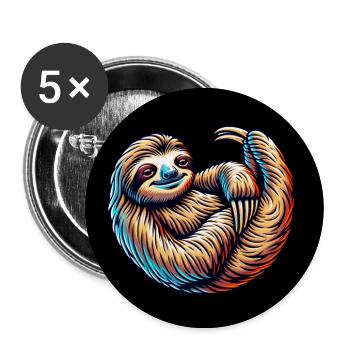 Cool bleiben immer mit der Ruhe lustiges Faultier - Buttons groß 56 mm (5er Pack) - Weiß - Vorne