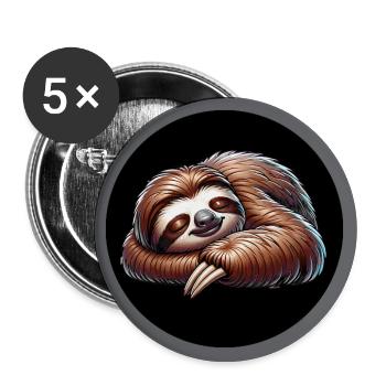 Faultier - cool bleiben immer mit der Ruhe - Buttons groß 56 mm (5er Pack) - Weiß - Vorne