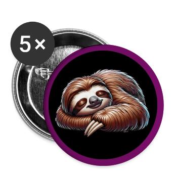 Faultier - cool bleiben immer mit der Ruhe - Buttons groß 56 mm (5er Pack) - Weiß - Vorne
