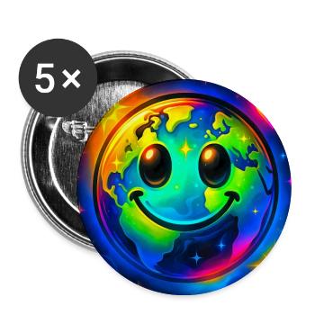 Farbige Glückserde im Neon-Universum - Buttons groß 56 mm (5er Pack) - Weiß - Vorne