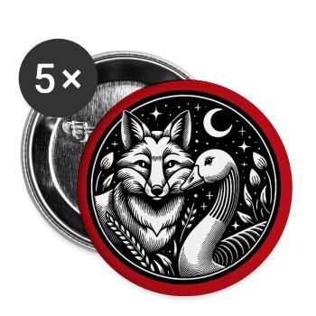 Fox and Goose Friendship Friends Forever - Buttons large 2.2''/56 mm (5-pack) - white - Front