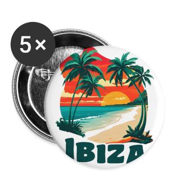 Ibiza - Lot de 5 grands badges (56 mm) - blanc - Devant