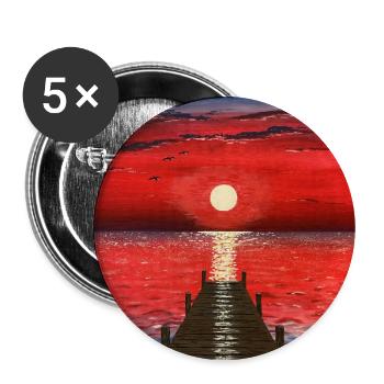 Coucher de soleil - Lot de 5 grands badges (56 mm) - blanc - Devant