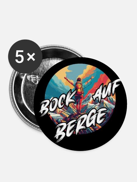 Bock auf Berge Kreisdesign - Buttons groß 56 mm (5er Pack) - Weiß