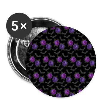 Nachtblüte Fledermaus Muster rosen - Buttons groß 56 mm (5er Pack) - Weiß - Vorne