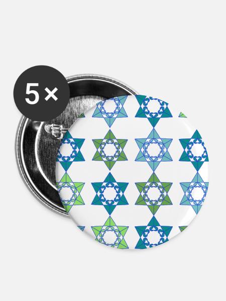 Star Scape Geometrisches Muster - Buttons groß 56 mm (5er Pack) - Weiß