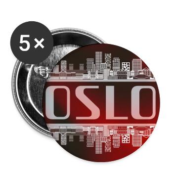 Oslo Skyline Spiegelbild – Norwegen Architektur - Buttons groß 56 mm (5er Pack) - Weiß - Vorne