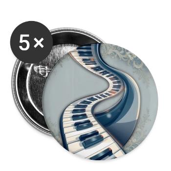 Eleganz in Klaviertasten und Blumen - Buttons groß 56 mm (5er Pack) - Weiß - Vorne