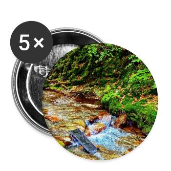 Wasserfall im Grünen Naturdesign - Buttons groß 56 mm (5er Pack) - Weiß - Vorne