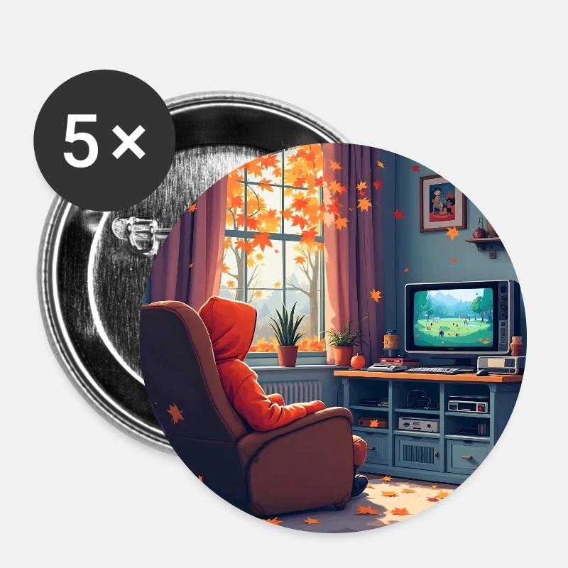 Fall Into Gaming - Buttons groß 56 mm (5er Pack) - Weiß