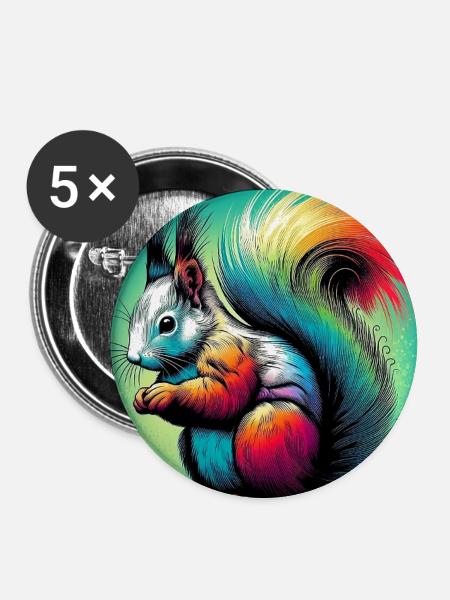Eichhörnchen - Buttons groß 56 mm (5er Pack) - Weiß