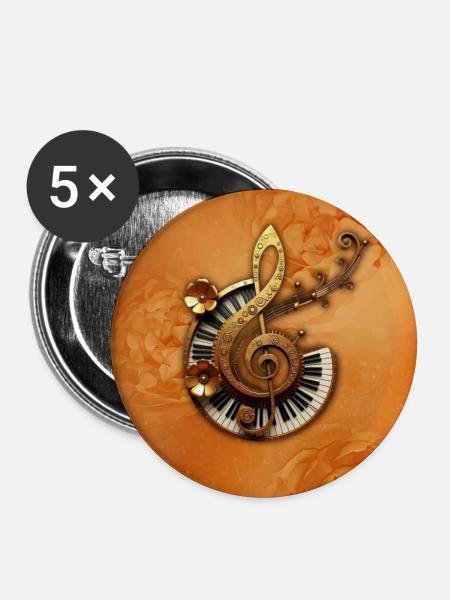 Abstrakter Musikstil mit Blumen - Buttons groß 56 mm (5er Pack) - Weiß